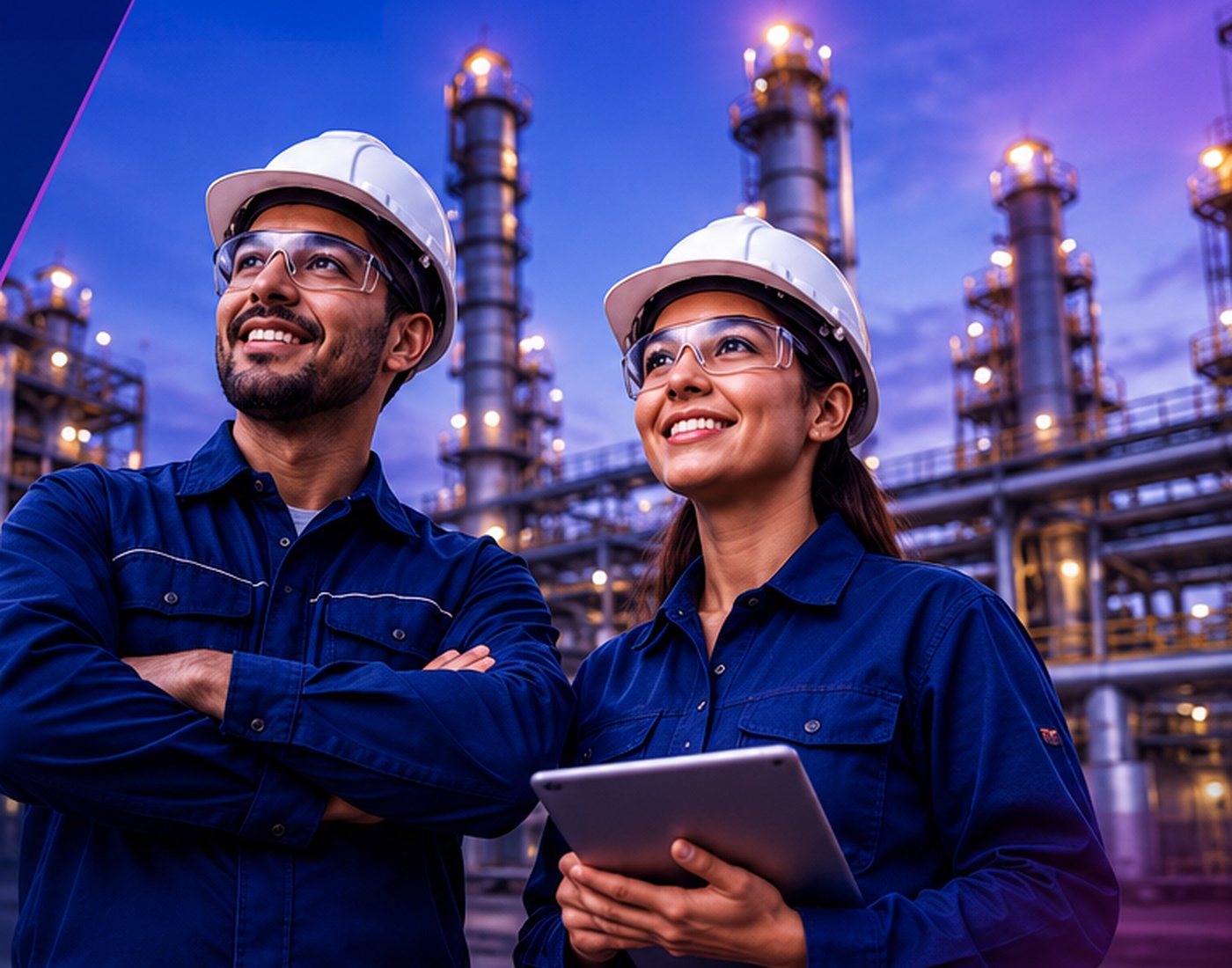 Profesionales trabajando en una planta industrial